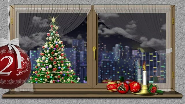 Filmato. Illustrazione 3D. Anno nuovo 2025. Capodanno 2025 decorazione natalizia che annuncia il nuovo anno. Il 2025 sostituisce il 2024.