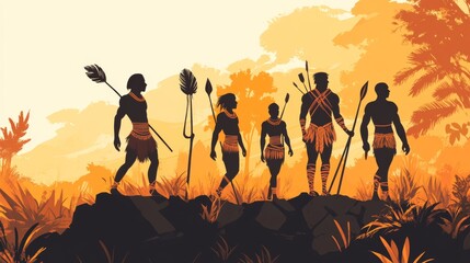 Fototapeta premium Vector illustration of primitive people.