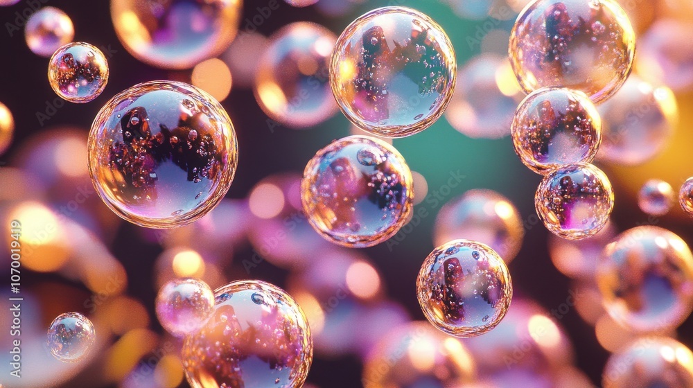 Aufkleber translucent bubbles floating against a colorful backdrop, creating a dreamy and whimsical atmosphere