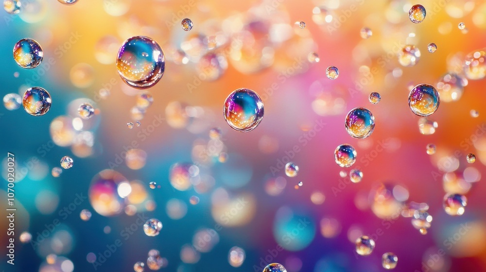 Aufkleber vibrant abstract representation of floating water droplets against a colorful background, creating a
