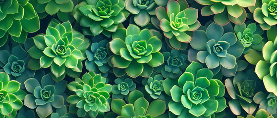 Green Succulents Close Up.