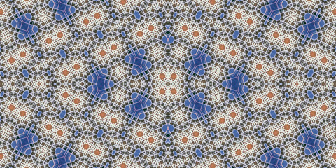 Seamless kaleidoscope pattern. The texture of the woven pattern. Endless pattern