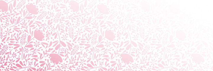 Pink flower banner, cute spring vector pattern background design