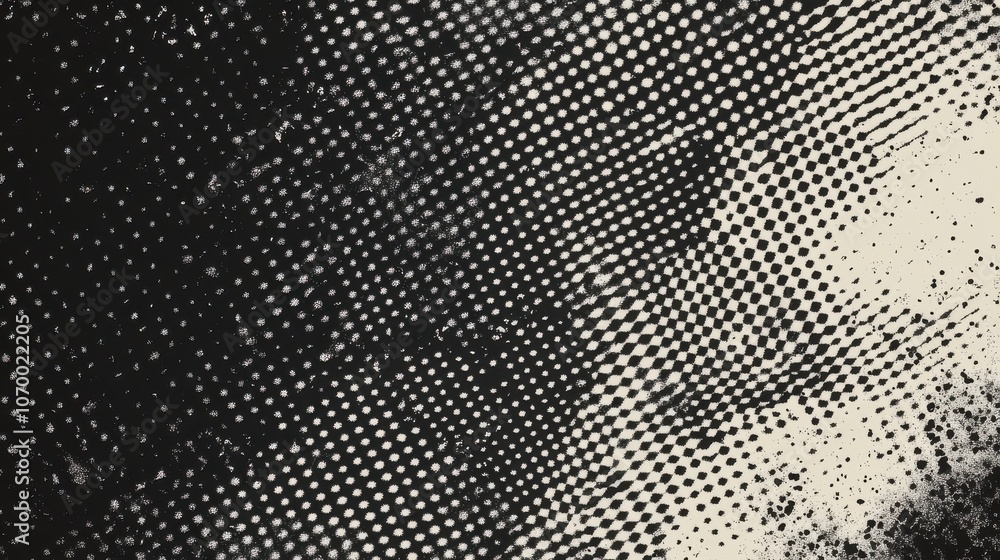 Aufkleber abstract black and white textured pattern featuring a dotted halftone effect, evoking a sense of dep