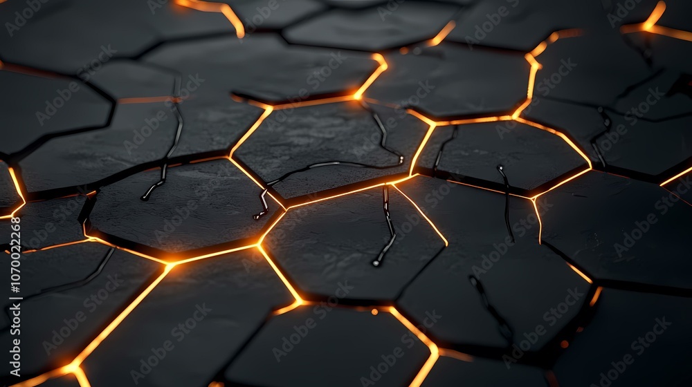 Poster the image shows a close-up of a cracked black surface with glowing orange lines running through the 