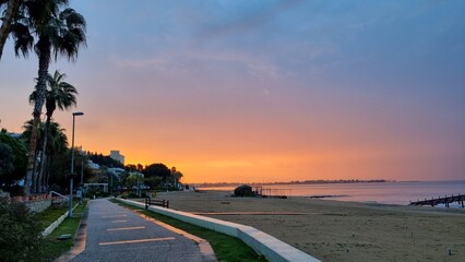 Naklejka premium sunset on the beach