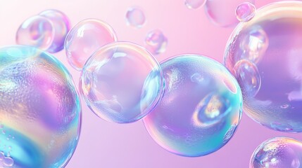 Colorful soap bubbles floating against a soft pastel background, creating a dreamy and whimsical atmosphere.