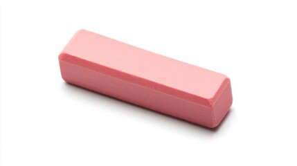 Close-up of a Pink Eraser on a White Background