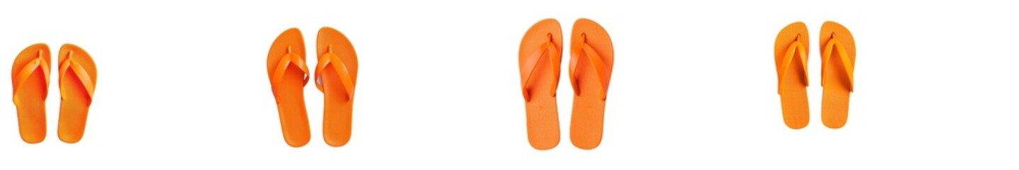 PNG file of yellow flipflop sandals and flip flop beach shoes isolated on transparent background