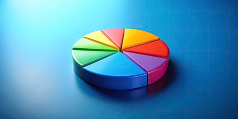 Obraz premium Colorful Pie Chart on Blue Background - Data Visualization, Infographics, Business Analytics, Statistics, Financial Reports, Marketing Analysis, Creative Design, Color Theory, Graphic Design Elements