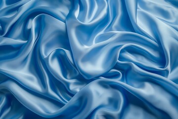 Fototapeta premium Image of Blue silk fabric drapery material. Texture for background usage
