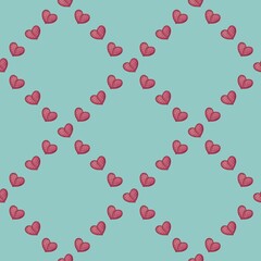 Big Hearts Tile with Mint Background Seamless Pattern Design