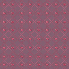 Small Diamond Tile Hearts with Violet Background Seamless Pattern Design