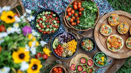 Sustainable Lifestyle Vegan Picnic with Ecofriendly Foods