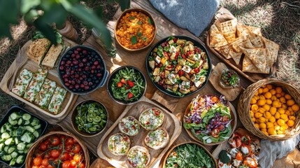 Sustainable Lifestyle Vegan Picnic with Ecofriendly Foods