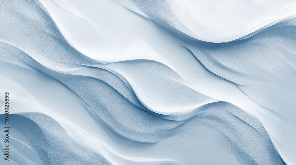 Poster abstract waves of soft white and light blue textures create a serene and calming artwork.