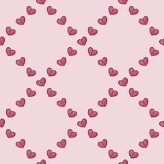 Big Hearts Tile with Pink Background Seamless Pattern Design