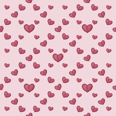 Small Hearts with Pink Background Seamless Pattern Design