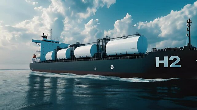 Hydrogen cargo ship in sea
