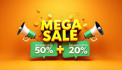 Mega sale promo discount red background