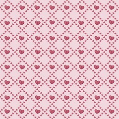 Small Diamond Tile Hearts with Pink Background Seamless Pattern Design