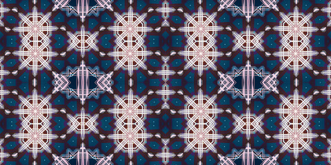 Seamless kaleidoscope pattern. The texture of the woven pattern. Endless pattern