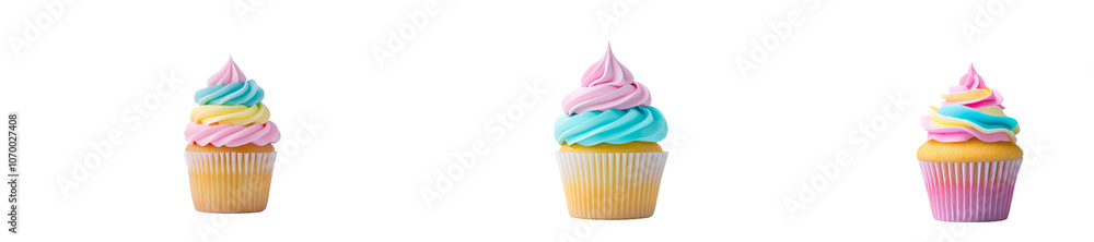 Poster generative AI cupcake with transparent background.