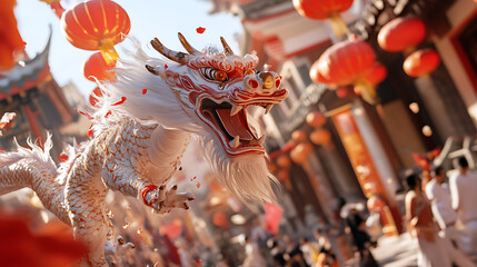 Naklejka premium Majestic Dragon Dance Performance