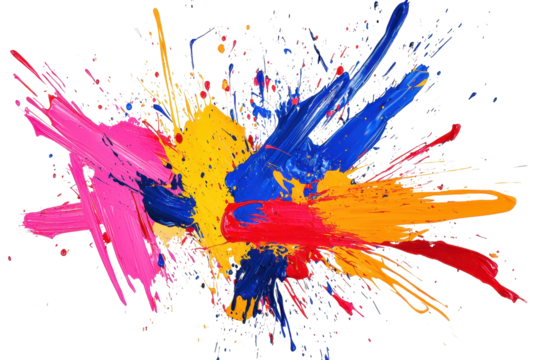 Vibrant abstract paint splatter with bold colors. Perfect for creative design backgrounds and artistic expressions. Eye-catching and dynamic.