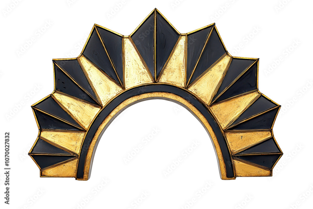 Poster elegant decorative arch with golden and black geometric patterns, perfect for adding a touch of soph