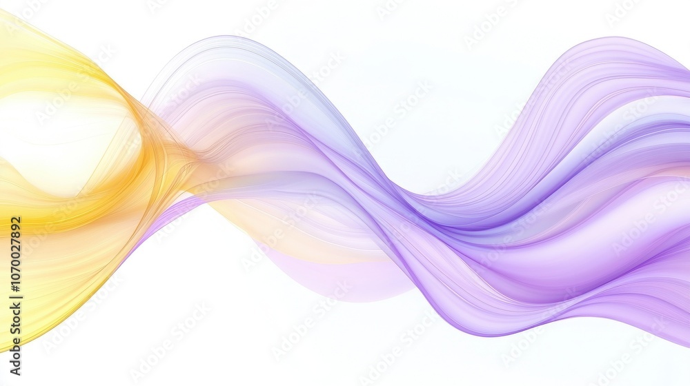 Poster soft flowing waves in gradient shades of yellow and purple create an ethereal and calming visual.