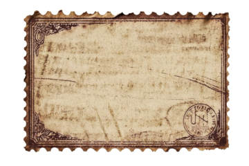 Vintage, aged postcard with ornate border and faded texture, perfect for nostalgic projects or antique-themed designs.