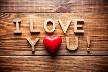 Love confession on a wooden background.