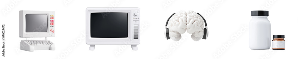 Aufkleber computer monitor mockup. silver desktop isolated on a white or transparent background.