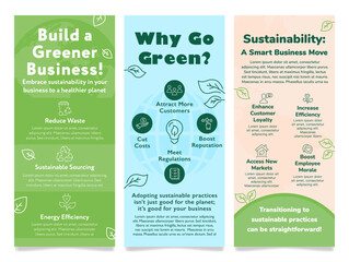 Information banners offering information on sustainable business practices, as well as promoting eco-friendly initiatives and policies for a healthier planet