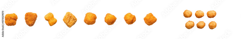 Aufkleber a field of corn flakes is isolated on white background, clipped with a clipping path, focusing on th
