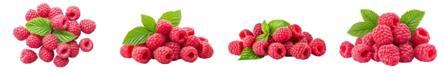 An illustration of a raspberry on a transparent background created with stock
