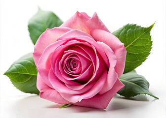 Elegant Pink Rose Isolated on White Background - Perfect for Floral Arrangements, Weddings, and Romantic Themes