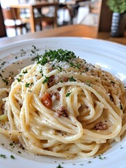 A warm and rich plate of spaghetti