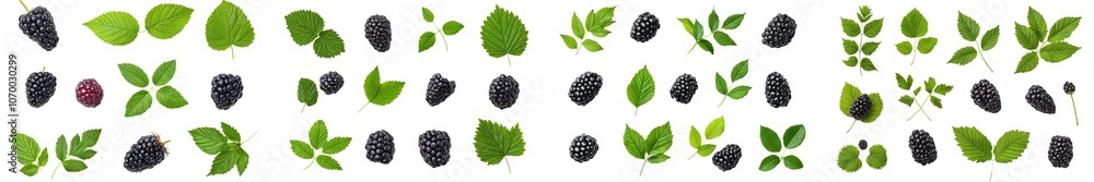 Poster full depth of field picture of a blackberry isolated on a white background