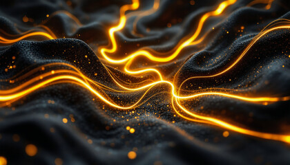 The Magical Dance of Golden Waves: Luxury Abstract Composition