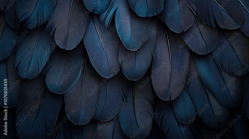 Poster elegant close-up of layered black feathers abstract background, fine texture, unique design concepts