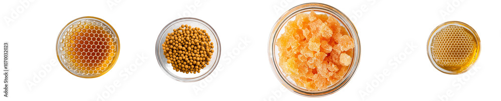 Poster the top view of a jar of honey isolated on a transparent background, stock photo