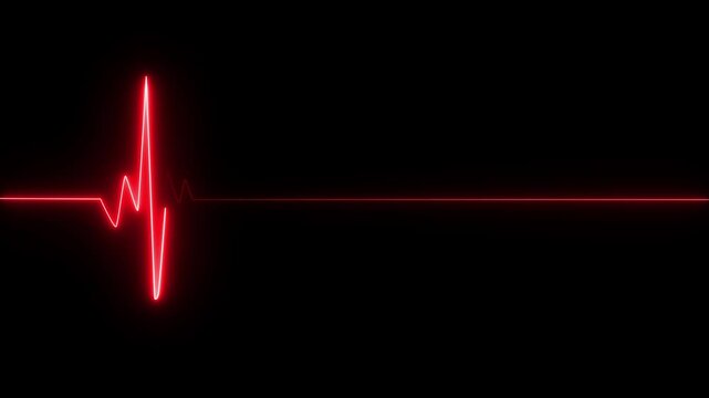 Dynamic heart rate or heart beat line. Patient monitor displays vital signs ECG electrocardiogram EKG Glowing Heartbeat line icon animation. Electrocardiogram shows heart beat lines.