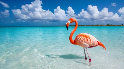 flamingo in the water Bahamas