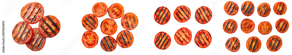 Poster stock image - grilled slice of tomato on transparent background, top view