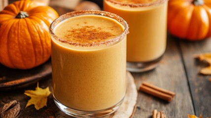 Pumpkin Spice Latte with Cinnamon and Pumpkins