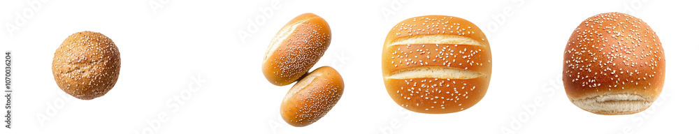 Poster top view of a loaf of round bread isolated on a transparent background