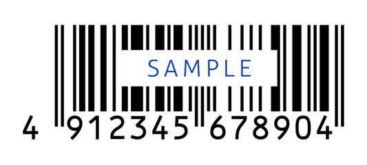 SAMPLEの文字と高さを削った13桁のJANコード - トランケーションした日本規格のバーコードのダミー素材