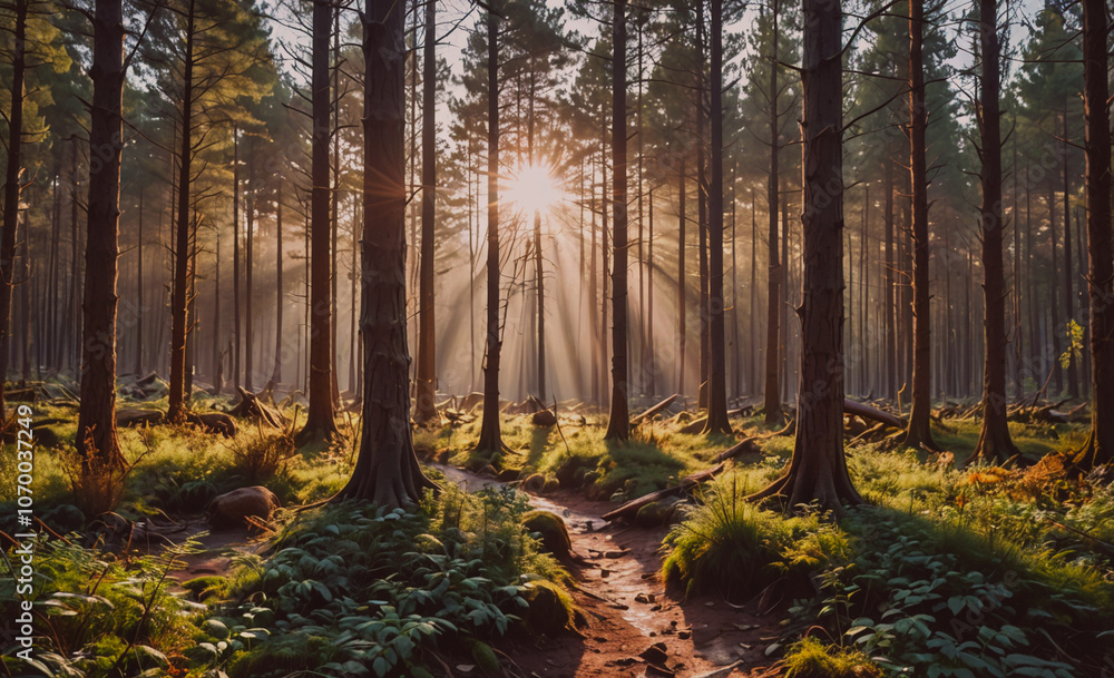 Aufkleber Forest with a path through it